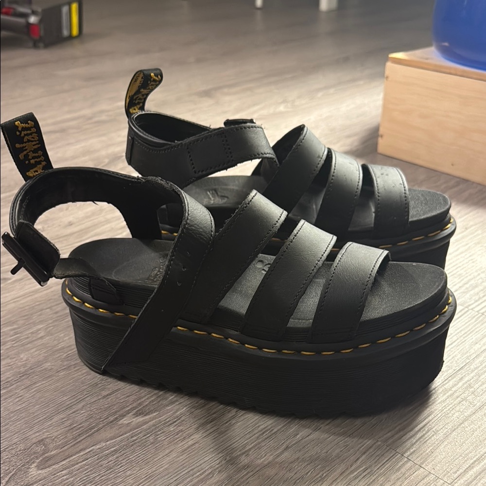 Dr. Martens Black Platform Mules